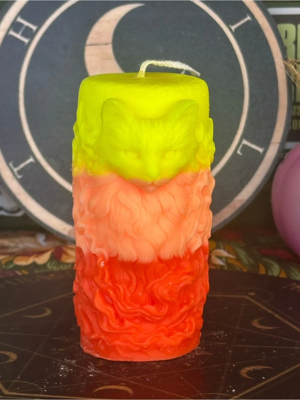 Cat of Flame Pillar Candle